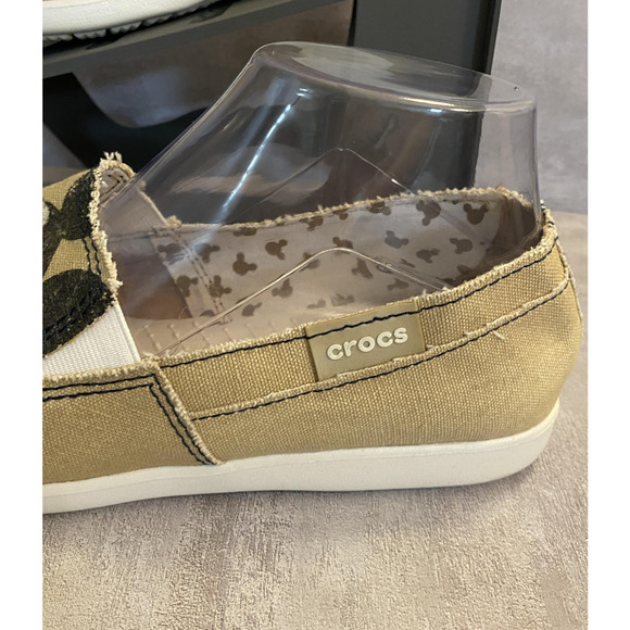 Crocs Shoes Womens Size 10 Tan Mickey Mouse Disney Slip On Canvas Loafers - Picture 5 of 12